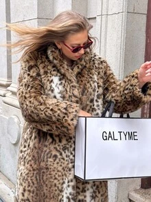 Muchica Plus-Size Retro Street-Style Leopard Print Mid-Length Faux Fur Coat For Autumn And Winter. - Multicolor - View 5