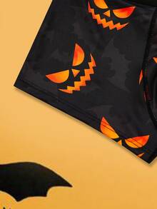 Notgurli Halloween Pumpkin Men's Boxer Briefs, Funny Pumpkin Head Print Comfortable Boys' Shorts - Multicolor - View 4