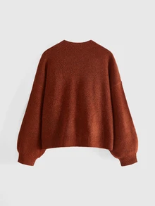 ROMWE Fairycore Women Whimsgoth Apple Sweater Crochet Outfit - Brown - View 2