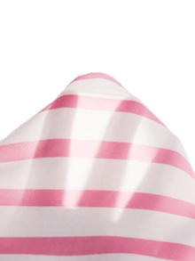 SHEIN 女童粉色與杏色條紋字母領撞色褲裝套裝，可愛甜美時尚百搭舒適休閒，適合外出與四季穿著 - 彩色 - 查看 6