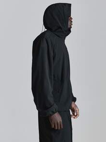Musero Sport Elevated Minimal Runing Jacket Back Storm Flap Bungee Cord Adjuster In Hem Spring Summer Sports Activewear - Black - View 4