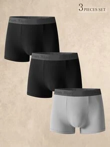 SHEIN 男士字母腰帶休閒四角內褲 (3件組) - 彩色 - 查看 1
