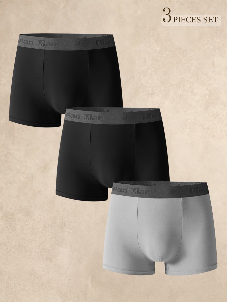 SHEIN 男士字母腰帶休閒四角內褲 (3件組) - 彩色 - 查看 1