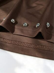 IslaSuriya Women's Coffee Brown Beaded Tube Top, Ruched Drawstring Casual Top - Coffee Brown - View 4