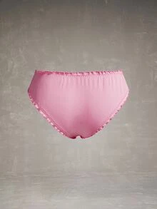 Esseday 3pcs/Set Pink Heart Print Frill Trim Sweet & Cute Women's Triangle Panties - Pink - View 6
