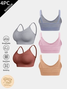 SHEIN Seamless Shoulder Strap Women's Wireless Bra Multi-Piece Blind Box Style - Multicolor - View 2