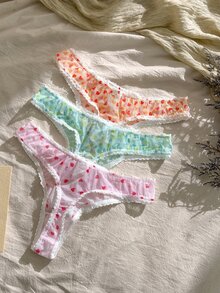 CottageSlumber Women's Lace Patchwork Thong 3-Piece Set - Multicolor - View 2