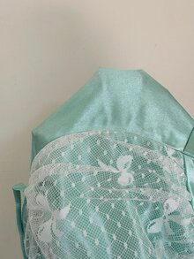 CovetEZ 女款對比蕾絲前領抽繩設計時尚粗肩帶背心 - 青碧色 - 查看 6