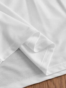 SWAVVY Men's Knitted Fashion Daily Young Casual Patchwork Printed Pattern Loose Short Sleeve T-Shirt - White - View 6