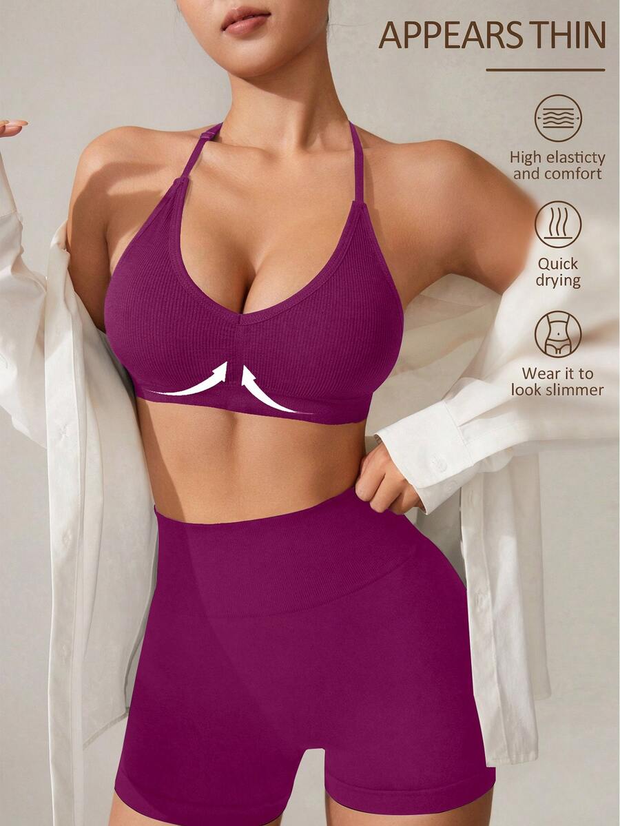 Slayform Slayform Women's Sports Bra (Seamless Black) - Red Violet - View 1