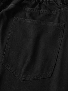 EASEVO Men's Plus Size Black Washed Elastic Waist Long Pants - Black - View 5