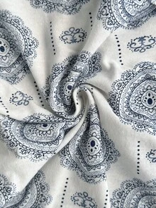 SHEIN Women's Paisley Print Pajama Set With Long Sleeve Button Front Shirt And Relaxed Fit Full Length Pants Pajama Set - White - View 5