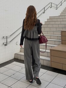 FRIFUL Women's Polka Dot Pattern Contrast Lace Hem Cami Top And Long Pants Casual 2 Pieces Set - Grey - View 4