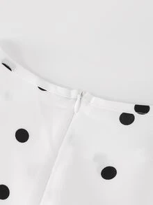SHEIN Franclia Women's Elegant Black And White Polka Dot Dress For Daily Commute And Date, Double Layer Ruffle Hem - White - View 8