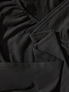 Slayform Women's Colorblock Hooded Waist-Cinching Zip-Up Sports Sweatshirt - Black - View 8