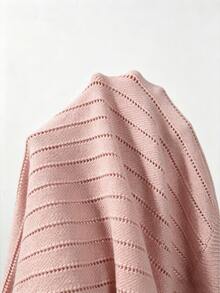 SHEIN Asymmetrical Single Shoulder Knit Pullover | Cream Loose Drop Shoulder Sweater For Fall Winter - Baby Pink - View 5