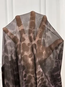 SHEIN Maternity Leopard Print Round Neck Long Sleeve Ruched Waist Elegant Dress - Brown - View 7
