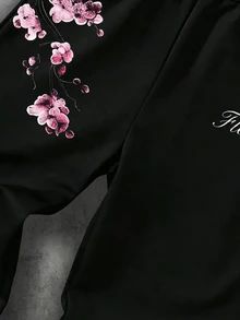 Teen Boys Plum Blossom Digital Print Straight Leg Sweatpants With Pockets Autumn Winter - Multicolor - View 4