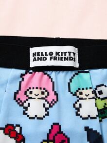 HELLO KITTY AND FRIENDS | SHEIN Men's Pixel Art Funny Cartoon Print Square Leg Shorts - Blue - View 5