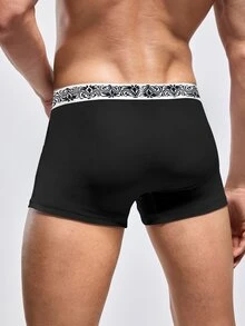 SHEIN Provexi 1pc Men's Contrast Waistband Boxer Briefs - Black - View 2