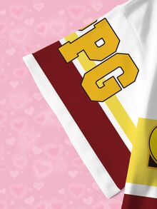 THE POWERPUFF GIRLS X SHEIN Plus Size Women's Letter Cartoon Print Round Neck Short Sleeve Casual T-Shirt - White - View 5