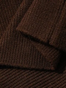 DAZY Autumn V-Neck Long Sleeve Deep Coffee Color Elegant Vintage Style Women's Cardigan Sweater - Burgundy - View 8