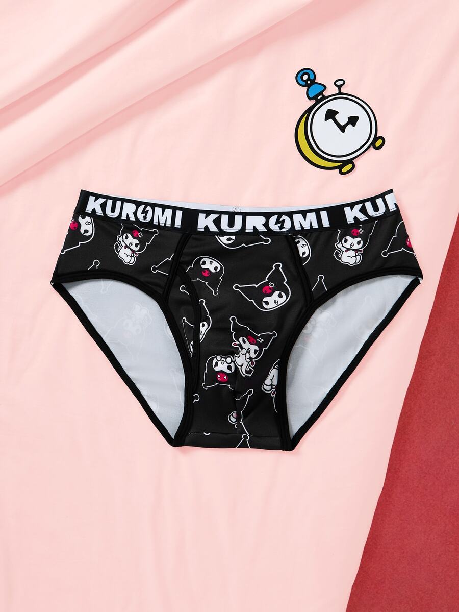HELLO KITTY AND FRIENDS | SHEIN Celana Dalam Segitiga Pria Bergambar Kartun untuk Pemakaian Sehari-hari dan di Rumah - Hitam - View 1