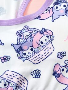 HELLO KITTY AND FRIENDS | SHEIN Tween Girl Cartoon Print Casual Everyday Base Layer Top - Purple - View 7