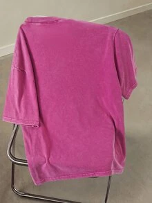 Betty Boop x SHEIN Men's Letter Print Round Neck Short Sleeve Casual T-Shirt - Pink - View 2