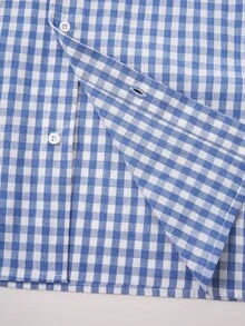 ROMWE MEN Street Life Men's Plus Size Floral Patch Short Sleeve Single-Breasted Casual Shirt - Blue - View 5