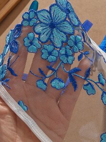 Myrelith 2pcs Colorful Embroidered Contrast Mesh Underwire Bra And Panty Set - Multicolor - View 5