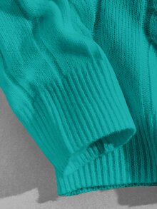EASEVO Men's Plus Size Fashion Street Cable Knit Long Sleeve Sweater - Green - View 4