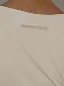 Musera Sport 前領交叉 V 領雙層長袖運動上衣單件，適合健身房、皮拉提斯、運動健身及日常休閒穿著 - 米色 - 查看 6