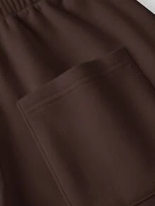 EASEVO Men's Spring/Autumn Casual Plus Size Sweatpants, Solid Dark Gray, No Print, Back Pockets Halloween Winter Party Autumn - Coffee Brown - View 7