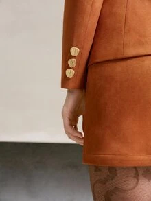 MOTF PREMIUM SET MANTEL DAN ROK CAMPURAN WOL UNTUK WANITA MUSIM GUGUR/DINGIN - Coffee Brown - View 4