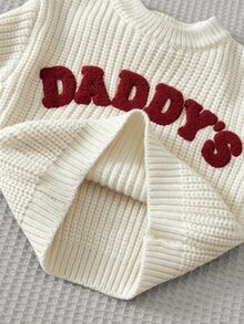 Cozy Pixies Baby Boys Sweaters Comfortable Soft - Casual Versatile Daily Cute 3D Letter Pattern Crew Neck Blue Long Sleeve Pullover Sweater Autumn Winter Top - White - View 6
