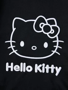 HELLO KITTY AND FRIENDS | SHEIN Sweatshirt Pullover Pria Bergambar Kartun dengan Lapisan Termal - Hitam - View 5