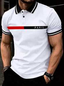 Manfinity Homme Men's Plus Size Colorblock Patchwork Polo Shirt - White - View 1