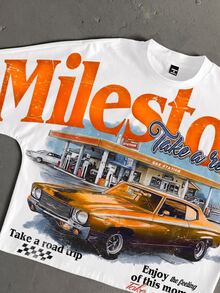 StoneGrade Men's Letter Graphic Casual Daily Short Sleeve T-Shirt - Orange - View 2