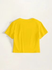 LOONEY TUNES X SHEIN Kaos Lengan Pendek Kasual Wanita Motif Kartun untuk Sehari-hari - Putih - View 4