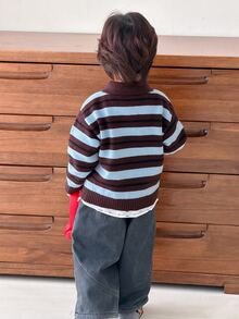 DAZY Infant (Boy) Round Neck Striped Long Sleeve Sweater Fall - Blue - View 2