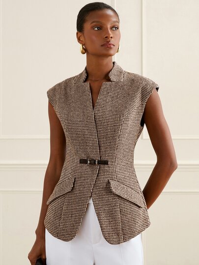Lilora Áo blazer kẻ caro cao cấp nữ, thời trang cao cấp đa năng thanh lịch, phù hợp đi làm, mặc thường ngày, dạo phố, tiệc tùng, hẹn hò, tụ họp, thư giãn, dã ngoại, du lịch nghỉ lễ, mùa thu, mùa đông