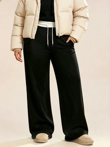SHEIN Rhythm Era Women's Plus Size Casual Drawstring Waist Pocket Sweatpants - Black - View 4