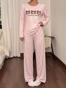 Dream Adore Women's Cartoon Print Long Sleeve Long Pants Pajama Set - Multicolor - View 3