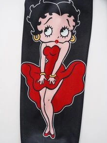 Betty Boop x SHEIN Men's Heart Print Long Sleeve Casual Pullover Sweatshirt - Black - View 6