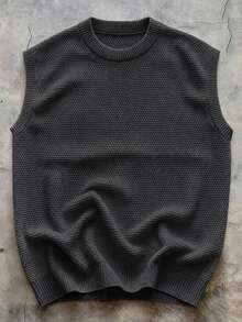 Manfinity LEGND Men's Casual Versatile Solid Color Knit Vest - Light Grey - View 4