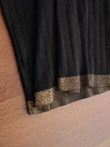 MOTF PREMIUM WOMEN'S METAL BUTTON DECOR FITTED HALTER NECK SWEATER DRESS - Black - View 9