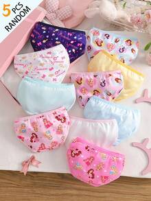SHEIN Random 5-Piece.Girl Princess Print Cute And Elegant Multi-Color Triangle Underwear. - Multicolor - View 2