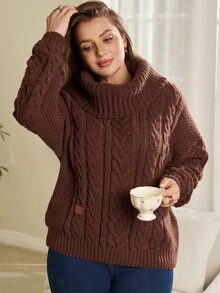 EMERY ROSE Plus Size Solid Color Pocket Long Sleeve Overcoat Casual Outerwear Fall Winter 2026 - Coffee Brown - View 7
