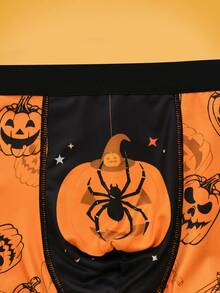 Notgurli Halloween Pumpkin Men's Boxer Briefs, Funny Pumpkin Head Print Boys' Comfortable Shorts - Multicolor - View 3